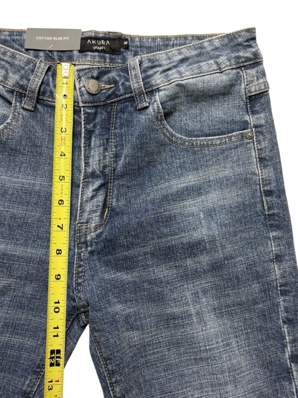 NWT Akuba Slim Fit Skinny Jeans Faded Blue Distressed Whiskered Denim • Size 30 - Picture 8 of 12